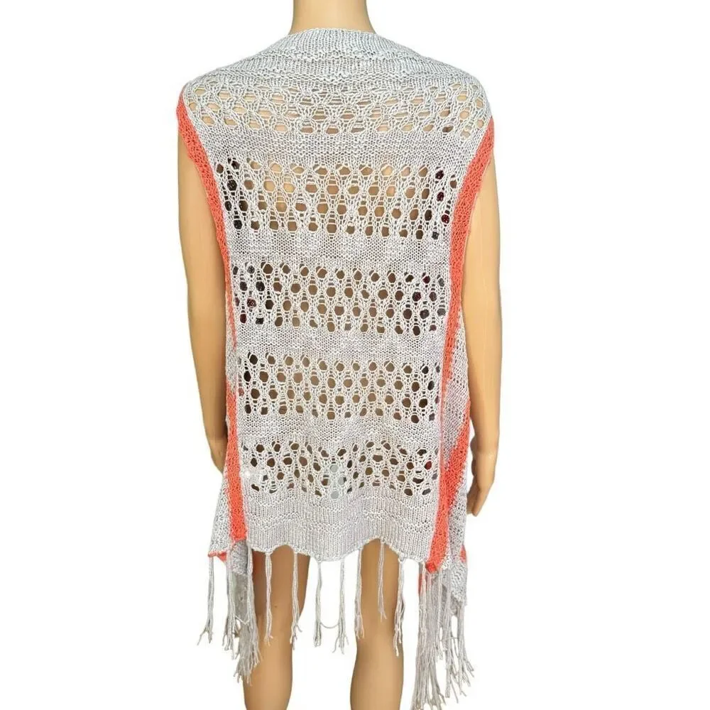 Hayden Los Angeles Fringe Cardigan Open Front knit Top  Sz S/M